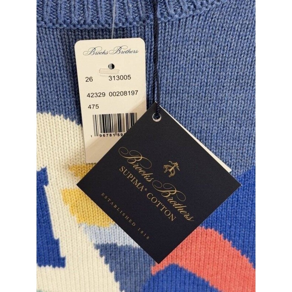 Brooks Brothers Supima Collection Mens Light Blue Sweater Sailboat New XXL - Picture 8 of 13